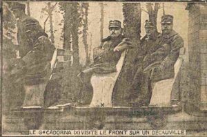 1916 - Il Generale Cadorna in visita al fronte su una decauville