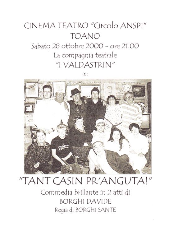Locandina di Tant casin pr'anguta per la rappresentazione di Toano del 28 ottobre 2000